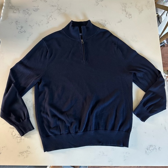 J.Crew Mens Navy Blue 100% Cotton Half Zip Sweater Size Large-B35 - Picture 3 of 10
